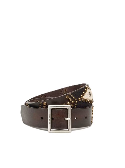 Cintura Sierra da donna in pelle color mogano con borchie applicate Golden Goose | GWA00845.A000900.83398MAHOGANY/MILK